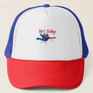 Boné Não Hoje � Arte Neon de Preguiça Colorida Camiseta