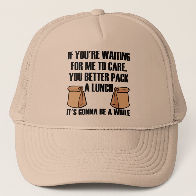 Boné Não Me Importo Pacote Um Almoço Gorro De Beisebol  (Frente)
