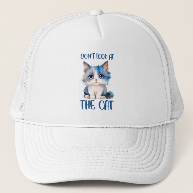 Boné Não olhe para o gato - Adorável gatinho Bluish (Frente)