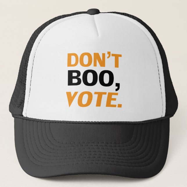 Boné "Não vaias, vota" preto, cor de laranja, branco, D (Frente)