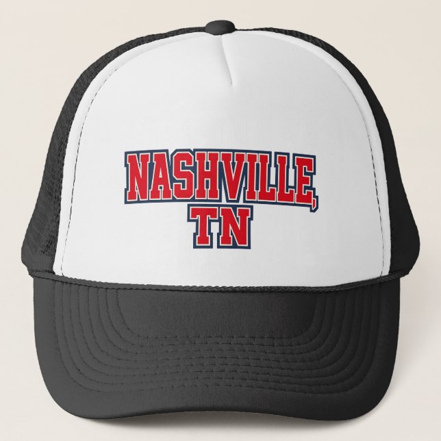 Boné Nashville TN Bold Block Letter Design - Branco Ver (Frente)