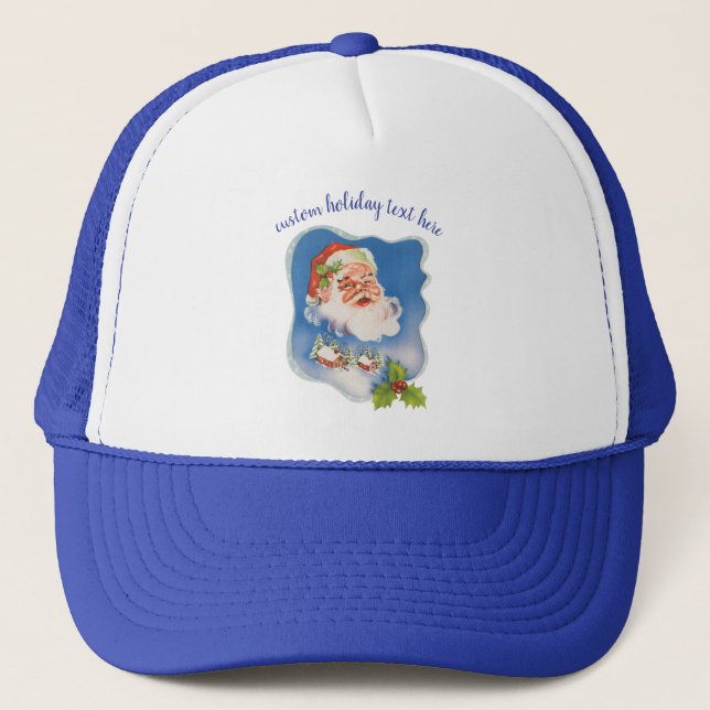 Boné Natal Antigo, Papai Noel Alegre Retro (Frente)