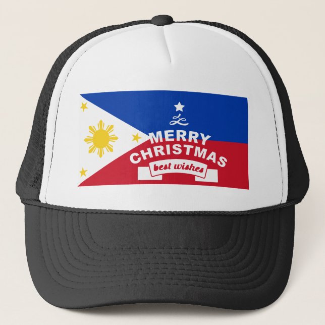 Boné Natal da bandeira filipina: Feliz Natal e Melhor (Frente)
