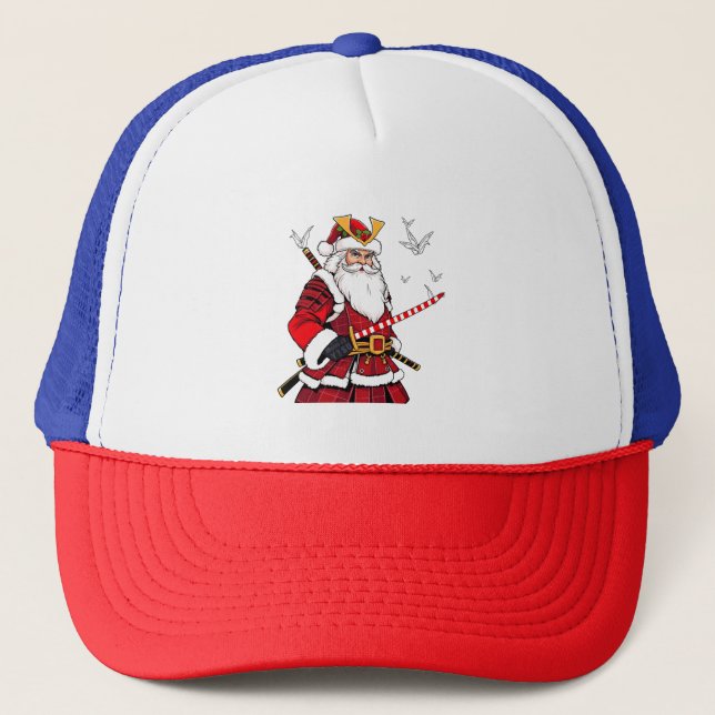 Boné Natal Papai Noel Samurai Arte Japonesa  (Frente)