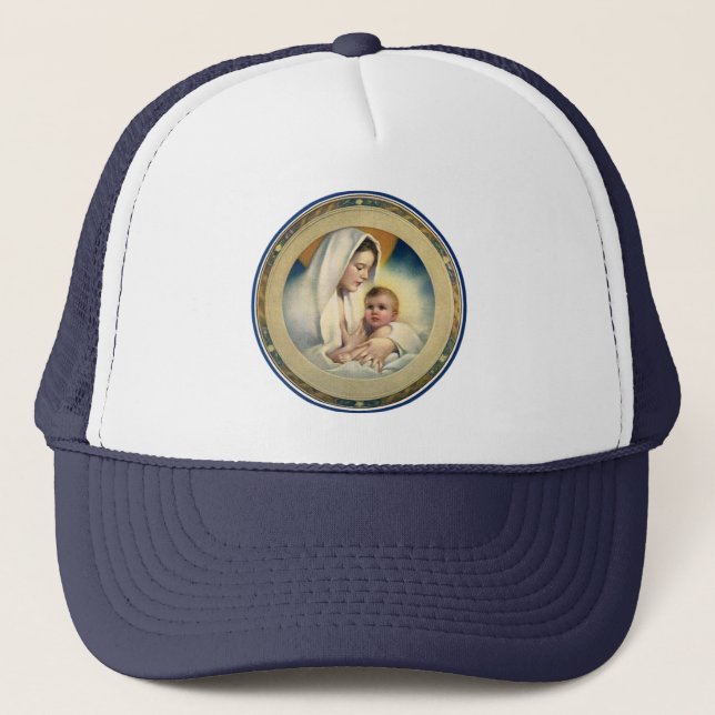 Boné Natal Religioso Vintage, Madona e Menino (Frente)