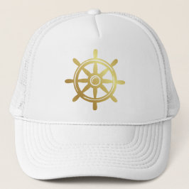 Boné Nautical Performance hat with Gold Ship's Wheel