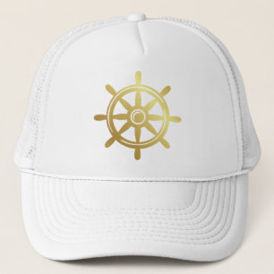 Boné Nautical Performance hat with Gold Ship's Wheel