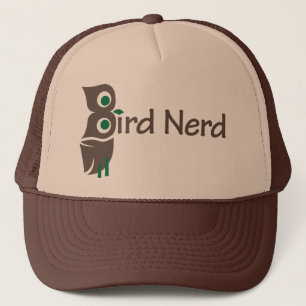Boné Nerd de pássaros Coruja Marrom e Verde