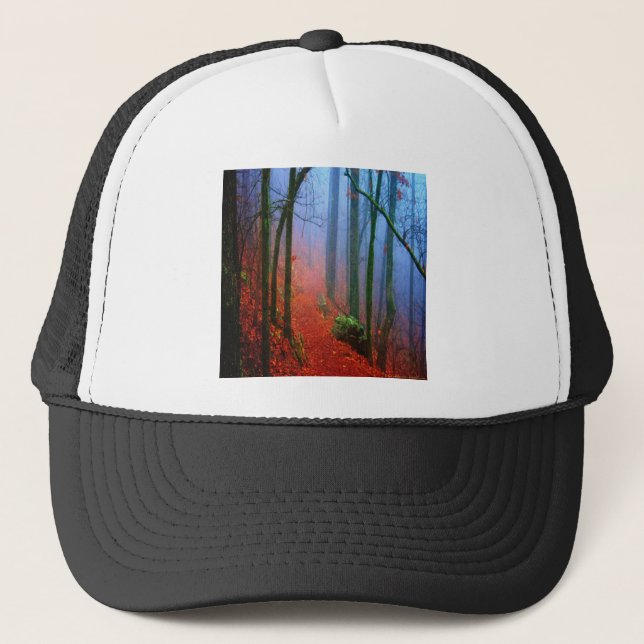 Boné Nevoeiro azul de outono de floresta pintada (Frente)
