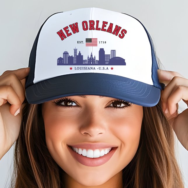 Boné New Orleans Louisiana Vintage Skyline Hat (Criador carregado)