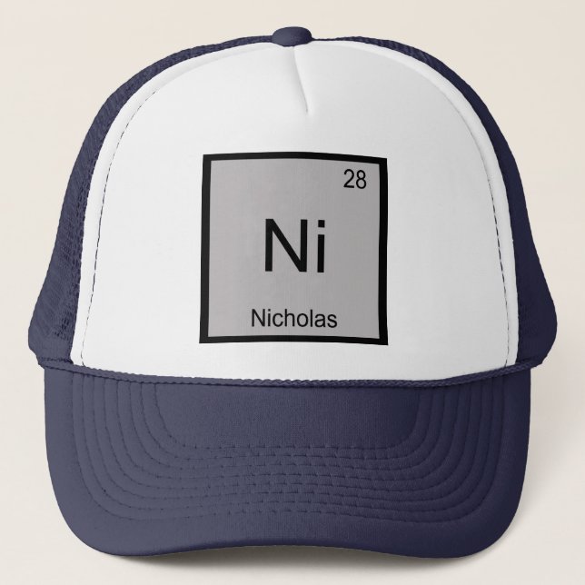 Boné Nicholas Nome Química Elemento Tabela Periódica (Frente)