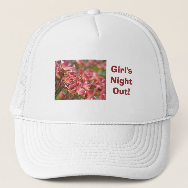 Boné Noite das Meninas! chapéus Branco Rosa Floral (Frente)