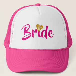 Boné Noiva Data Coração Dourado Personalizado