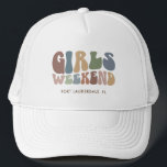 Boné Noiva do Fim de Semana das Raparigas da Festa de s<br><div class="desc">Aceite o espírito da melhor viagem das meninas com nosso Chapéu de Trucker de Letra de Tipografia Personalizada da Bachelorette Weekend! Este retro chic e na moda serve como a recordação perfeita de uma fuga memorável com as vossas senhoras favoritas. A frente do chapéu mostra uma cativante tipografia "Girls Weekend",...</div>