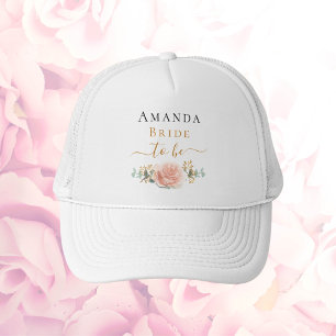 Boné Noiva floral de eucalipto em dourado rosado