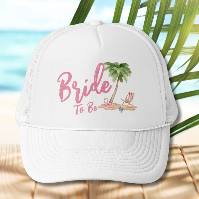 Boné Noiva Para Ser Linda Solteira de Praia (Cute Beach Bride Trucker Hat)