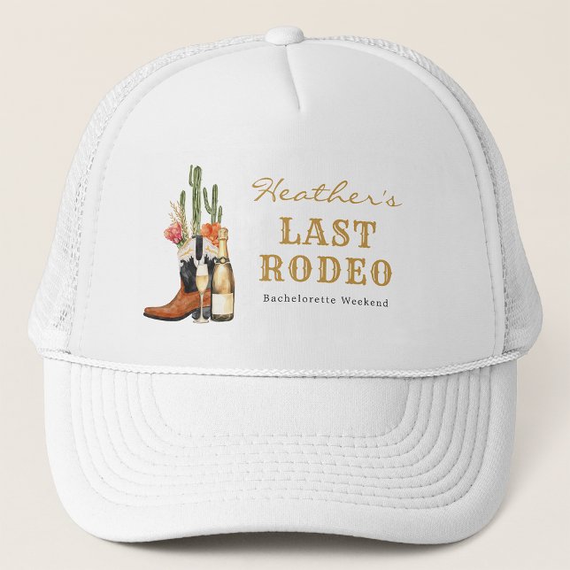 Boné Noiva solteira (Bachelorette Last Rodeo Trucker Hat by Painted Paperie
)