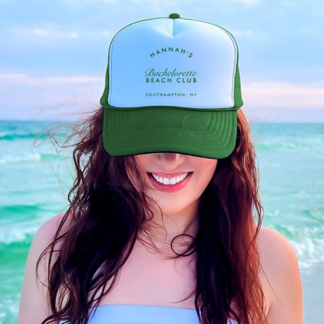 Boné Noiva Verde Retro Moderna (Retro Modern Green Bachelorette Trucker Hat)