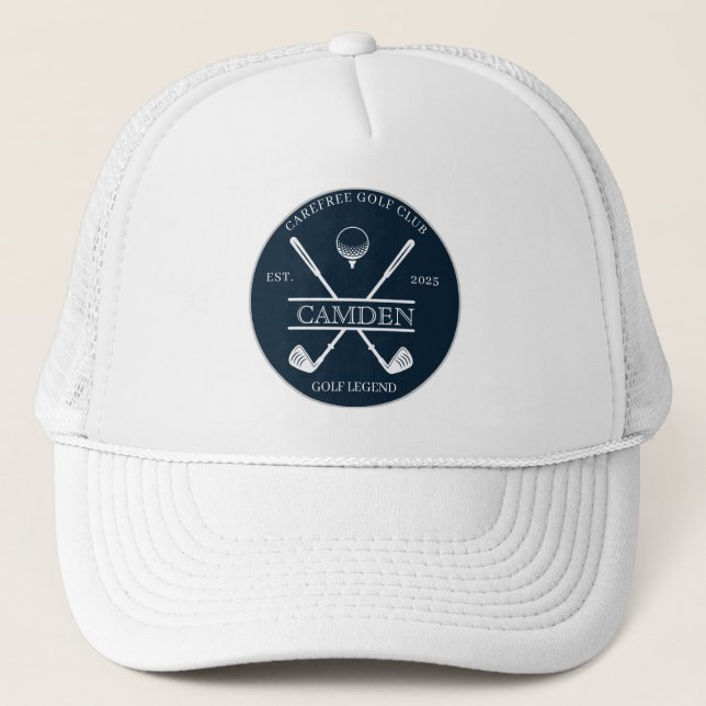 Boné Nome Clássico de Clube de Golfe Azul Escuro (Frente)