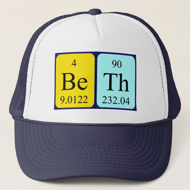 Boné Nome da mesa periódica Beth que (Frente)
