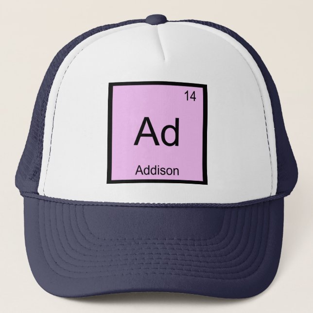 Boné Nome de Addison Química Elemento Tabela Periódica (Frente)