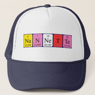 Boné Nome de mesa periódica da Nannette que