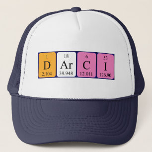 Boné Nome de mesa periódica Darci que
