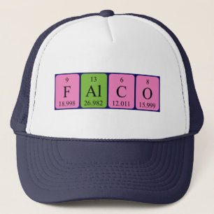 Boné Nome de mesa periódica Falco que