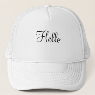 Boné Nome de texto de saudação Branco bonito e branco