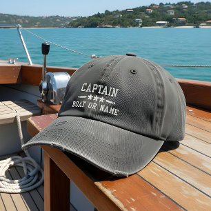 Boné Nome do barco Capitão Estrelas Náuticas Cinza em d