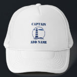 Boné Nome do capitão ou do barco Farol Náutico<br><div class="desc">Farol náutico com Capitão Personalizado ou Nome do Barco Hat.</div>