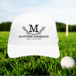 Boné Nome do Padrão de Bola de Golfe Personalizada Mono<br><div class="desc">A idade do monograma personalizada do nome da bola de golfe pode ser um design excelente para você,  assim como pode ser um presente de excelente para seu amigo de golfe,  membros da família ou outras pessoas.</div>