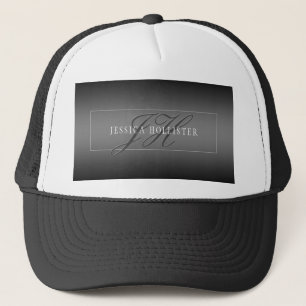 Boné Nome Elegante & Iniciais Monogramadas Preto & Ci