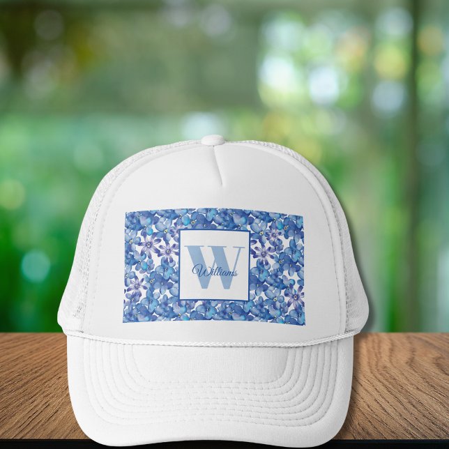 Boné Nome Floral Azul Monograma (Criador carregado)