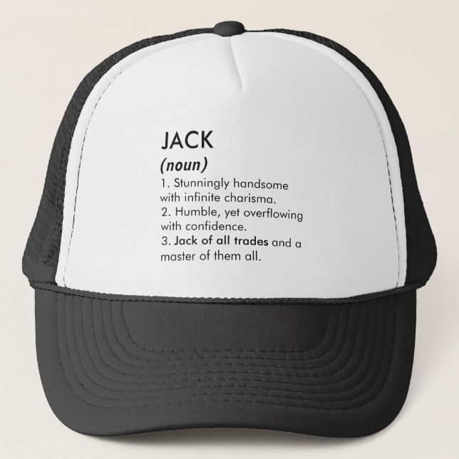 Boné Nome Jack, Nome editável, Nome personalizado (Frente)