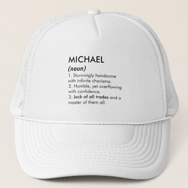 Boné Nome Michael, Nome editável, Nome personalizado (Frente)