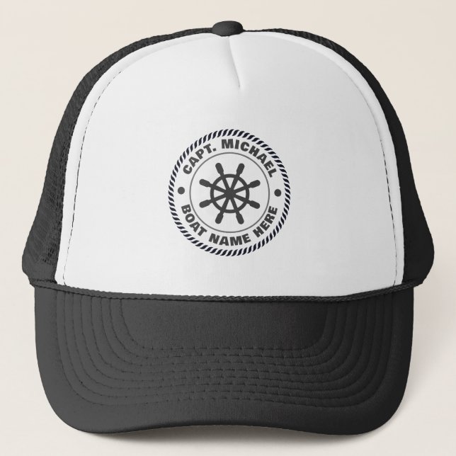 Boné Nome Personalizado Capitão Roda Náutica (Frente)