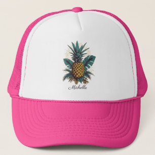 Boné Nome personalizado de abacaxi tropical Elegante ro