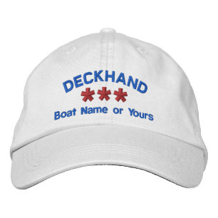Boné Nome personalizado de DECKHAND White Red BLUE