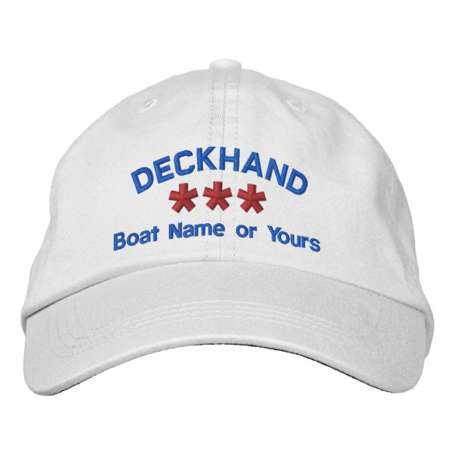 Boné Nome personalizado de DECKHAND White Red BLUE (Frente)