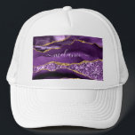 Boné Nome Personalizado de Geodo Glitter Dourado Violet<br><div class="desc">Agate Purple Violet Glitter Geode Dourado Nome Personalizado do Sparkle Marble Personalizado Birthday - Aniversário ou Oferta de Casamento - Adicione Seu Nome - Texto ou Remover - Torne Seu Presente Especial - Redimensione e mova ou adicione texto / elementos com a ferramenta de personalização. Design por MIGNED. Por favor,...</div>