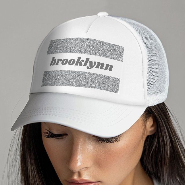 Boné Nome Personalizado do Padrão de Largura de Raparig (Cute Sparkly Bling Hat)