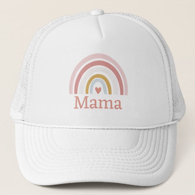 Boné Nome personalizado do Rainbow Trucker Hat Rosa (Frente)