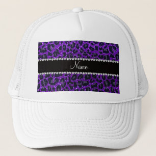 Boné Nome personalizado indgo roxo gliter impressão leo