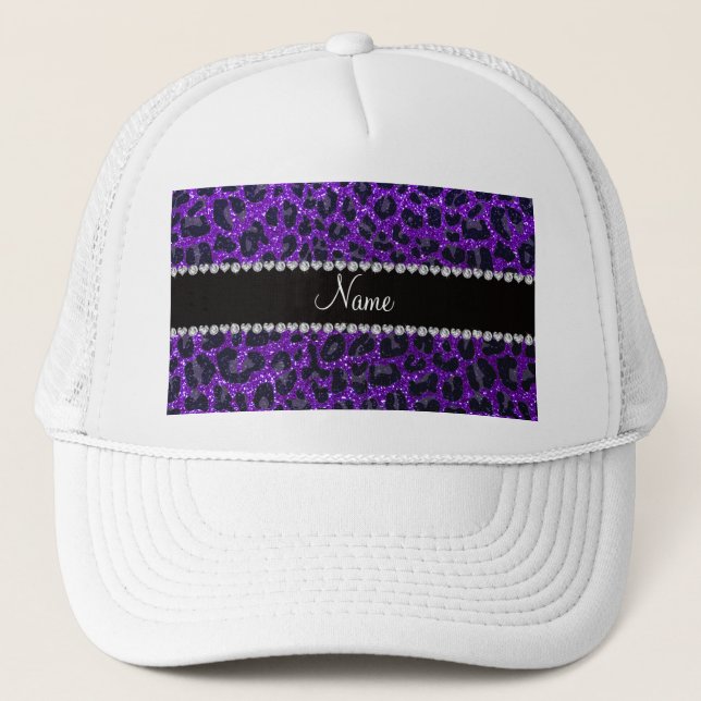 Boné Nome personalizado indgo roxo gliter impressão leo (Frente)