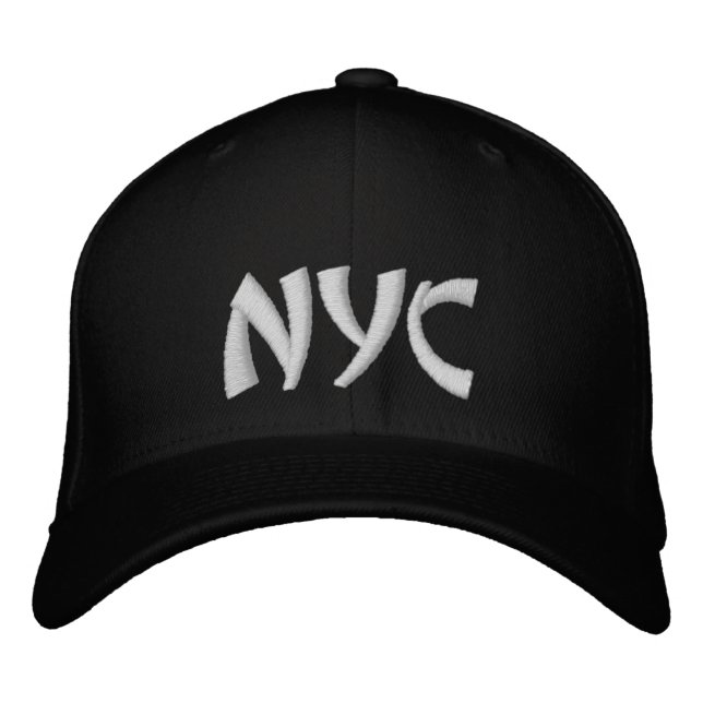 Boné Nome Personalizado NYC Black & White Baseball Hat (Frente)