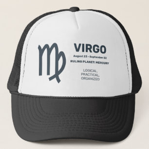 Boné Nome Personalizado / Texto Símbolo Zodiac Virgo