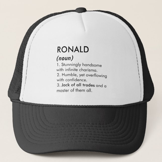 Boné Nome Ronald, Nome editável, Nome personalizado (Frente)