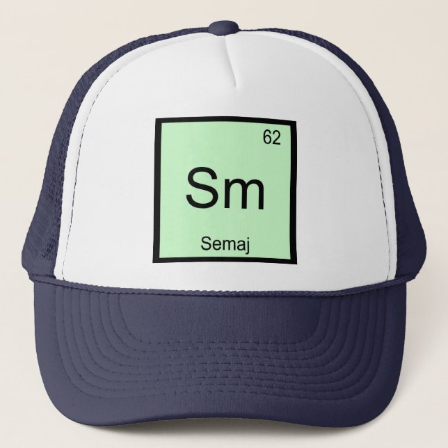 Boné Nome Semaj Química Elemento Tabela Periódica (Frente)
