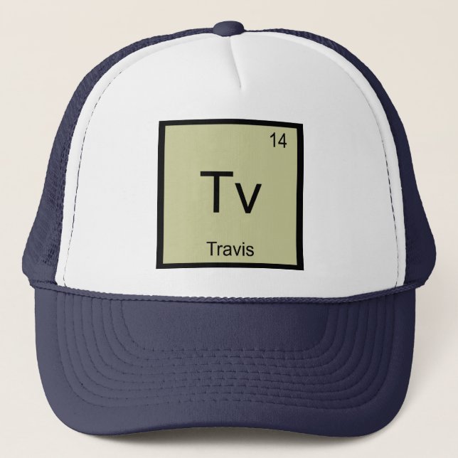 Boné Nome Travis Elemento Químico Mesa Periódica (Frente)